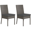 Outsunny Rattan Garden Chairs With Cushion, Wicker Dining Chairs, Grey