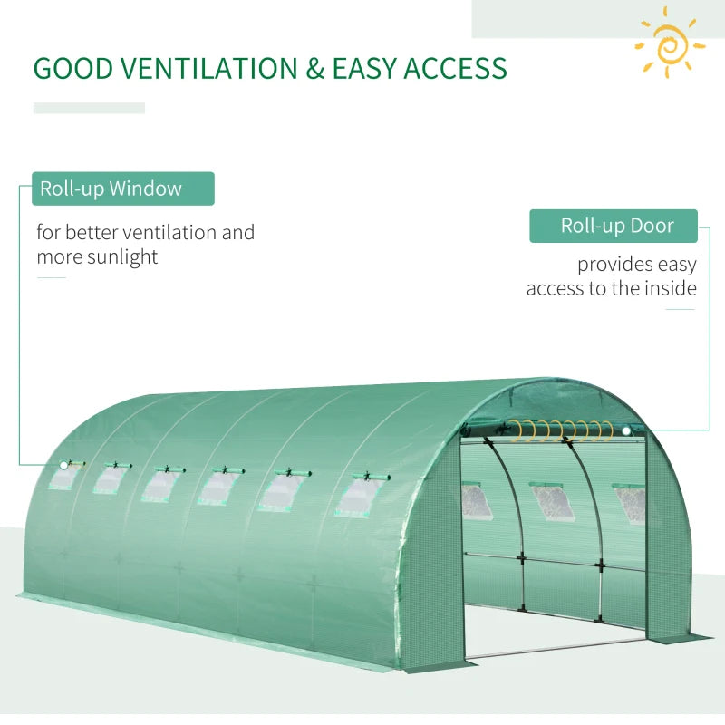 Outsunny Greenhouse Cover Replacement 6 x 3 x 2m - Green