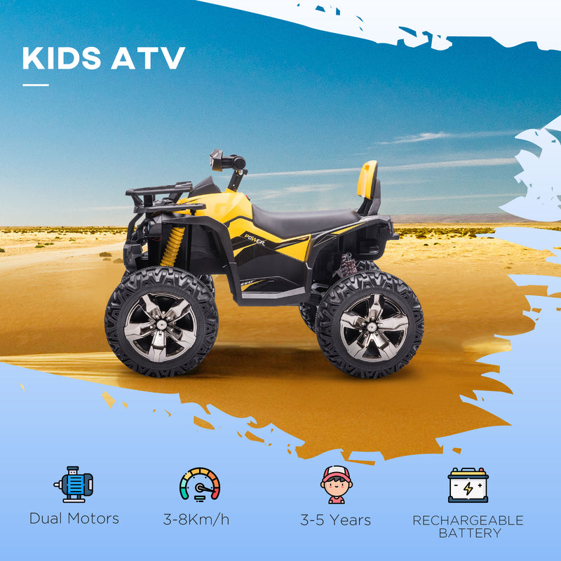 HOMCOM 12V Quad Bike ATV with LED Lights, Music, for Boys Girls, Yellow