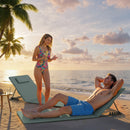 Outsunny 2 Pcs Foldable Sun Loungers, Beach Lounger with Adjustable Back