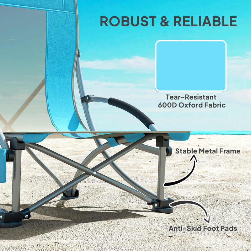 Outsunny Set Of 2 Folding Beach Chair, Camping Chair With Carry Bag