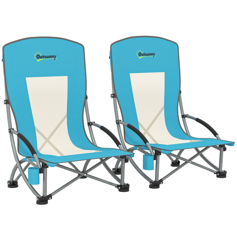 Outsunny Set Of 2 Folding Beach Chair, Camping Chair With Carry Bag