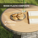 Outsunny Outdoor PE Rattan Dining Table w/ Wood-plastic Composite Top, Natural
