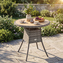 Outsunny Outdoor PE Rattan Dining Table w/ Wood-plastic Composite Top, Natural