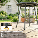 Outsunny Rattan Bistro Set with 2 Chairs & Round Table for Patio, Dark Grey