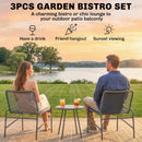 Outsunny Rattan Bistro Set with 2 Chairs & Round Table for Patio, Dark Grey
