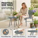 Outsunny Rattan Bistro Set with 2 Chairs & Round Table for Patio, Dark Grey