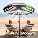 Outsunny 1.8 m Beach Umbrella Parasol with Sand Anchor, Tilt, Grey/White