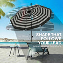 Outsunny 1.8 m Beach Umbrella Parasol with Sand Anchor, Tilt, Grey/White