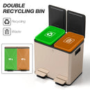 HOMCOM Dual Kitchen Bin Pedal Bin for Recycling and Waste, Gold Tone