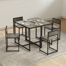 HOMCOM 3 Piece Dining Table Set With Metal Frame Grey Wood-Effect