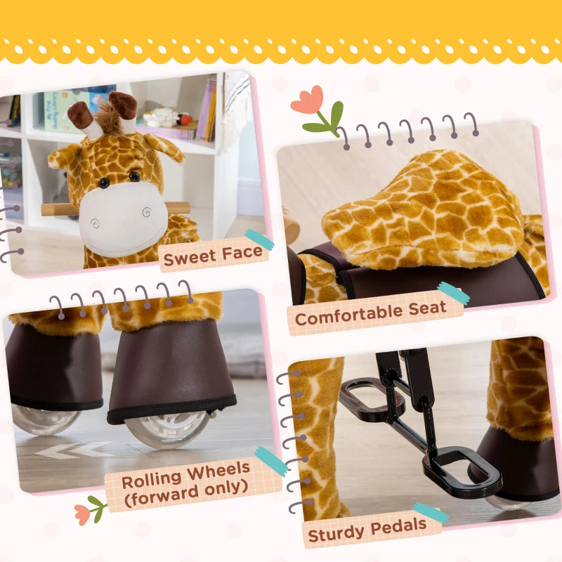HOMCOM Children's  Giraffe-for Ages 3-6 Years - Yellow and Orange