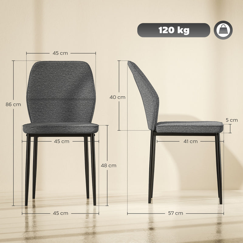 HOMCOM Set of 2 Dining Chairs with Curved Back Padded Seat for Kitchen