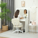 Vinsetto Vanity Task Chair With Adjustable Height, Armless - Cream/Blue