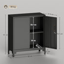 HOMCOM Lockable Metal Filing Cabinet, 2-Tier Storage Cupboard, Black