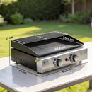 Outsunny 2 Burner Grill Griddle, Tabletop Gas BBQ With Grease Cup, Black