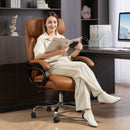 HOMCOM PU Leather Office Chair with Spring Padding Swivel Wheels