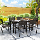 Outsunny 7 Piece Garden Furniture Set with Table and 6 Stackable Chairs
