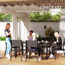 Outsunny 7 Piece Garden Furniture Set with Table and 6 Stackable Chairs