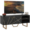 HOMCOM TV Unit For Living Room, TV Stand, Black Marble