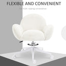 HOMCOM Fluffy Leisure Chair Office Chair With Backrest Wheels Cream White