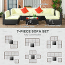 Outsunny 7PC Rattan Garden Furniture Set Coffee Table Buckle Structure