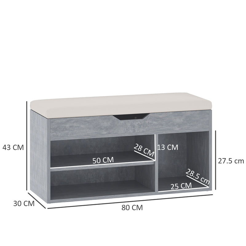 HOMCOM Sit-On Shoe Storage Unit w/ Hidden Compartment Handles