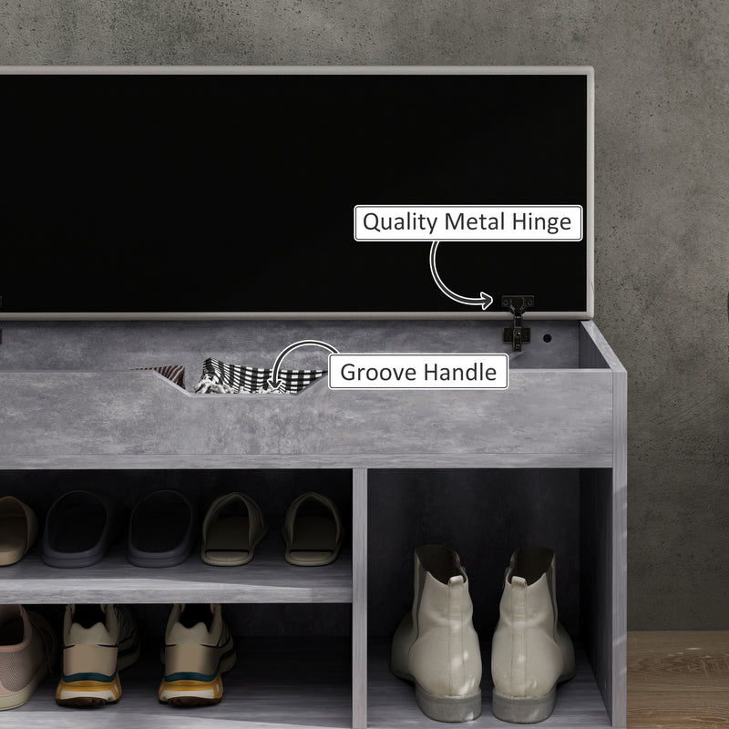 HOMCOM Sit-On Shoe Storage Unit w/ Hidden Compartment Handles