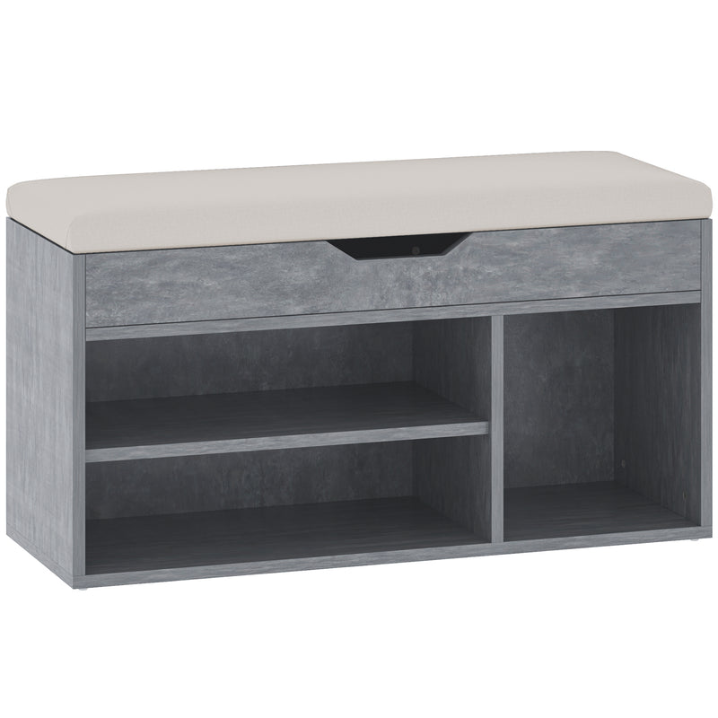 HOMCOM Sit-On Shoe Storage Unit w/ Hidden Compartment Handles