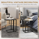 HOMCOM C Shape Side Table W/ Wood-Effect Top, White/Black