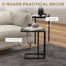 HOMCOM C Shape Side Table W/ Wood-Effect Top, White/Black