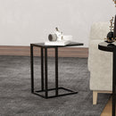 HOMCOM C Shape Side Table W/ Wood-Effect Top, White/Black
