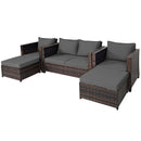 5 Pieces Outdoor Rattan Patio Furniture Set With Removable Cushions-Grey