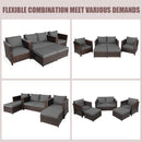 5 Pieces Outdoor Rattan Patio Furniture Set With Removable Cushions-Grey