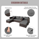 5 Pieces Outdoor Rattan Patio Furniture Set With Removable Cushions-Grey