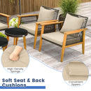 5 Pieces Outdoor Conversation Set with Acacia Wood Frame and Cushions-Brown