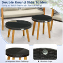 5 Pieces Outdoor Conversation Set with Acacia Wood Frame and Cushions-Brown