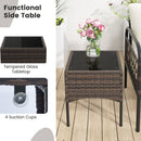 5 Piece Patio Conversation Set with Ottomans and Coffee Table-White
