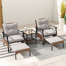 5 Piece Patio Furniture Set with Soft Seat and Back Cushions Included-Brown