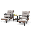 5 Piece Patio Furniture Set with Soft Seat and Back Cushions Included-Brown