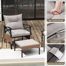 5 Piece Patio Furniture Set with Soft Seat and Back Cushions Included-Brown