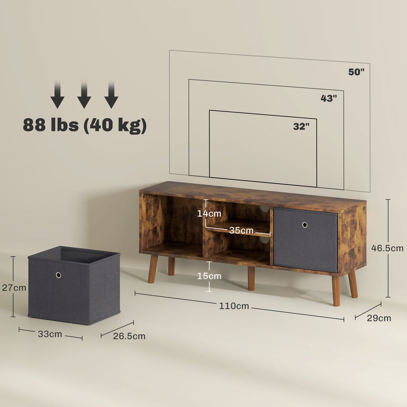HOMCOM Modern TV Cabinet Stand w/ Shelves & Drawers