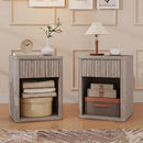 HOMCOM Modern Nightstand with Drawer and Open Shelf, Set of 2, Oak