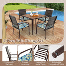5 Pieces Patio Dining Set with 4 Cushioned Rattan Armchairs and Square Table