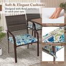 5 Pieces Patio Dining Set with 4 Cushioned Rattan Armchairs and Square Table