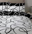 Copenhagen Home Pablo Reversible Double Duvet Cover Set With Pillowcases - Monochrome (Black & White)