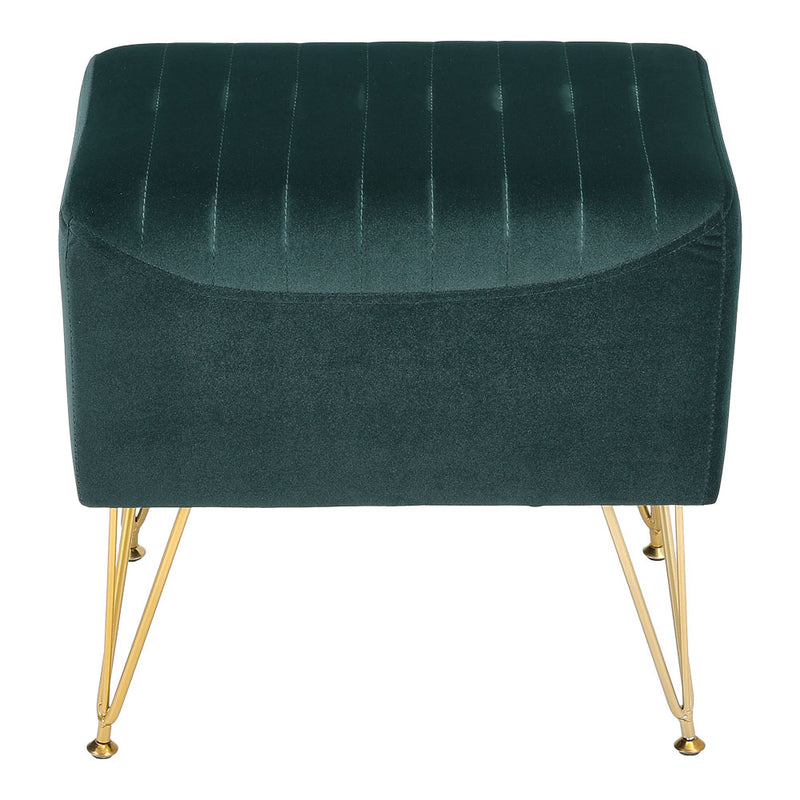 Livingandhome Green Velvet Channel Pattern Stool