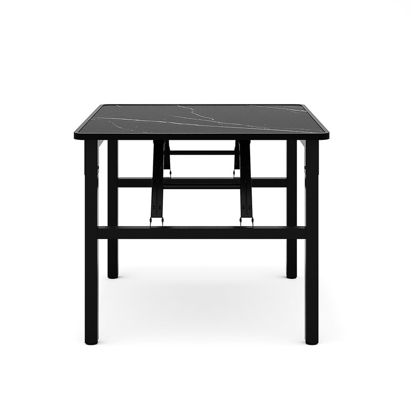 Livingandhome Square 60cm Folding Coffee Table with Marble Effect Top