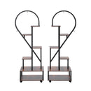 Breeins 2 Pcs Half-Heart-Shaped Tiered Plant Stand Rustic Brown