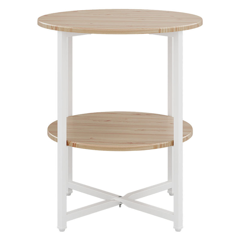 Livingandhome Small Round Coffee Table with 2 Tier